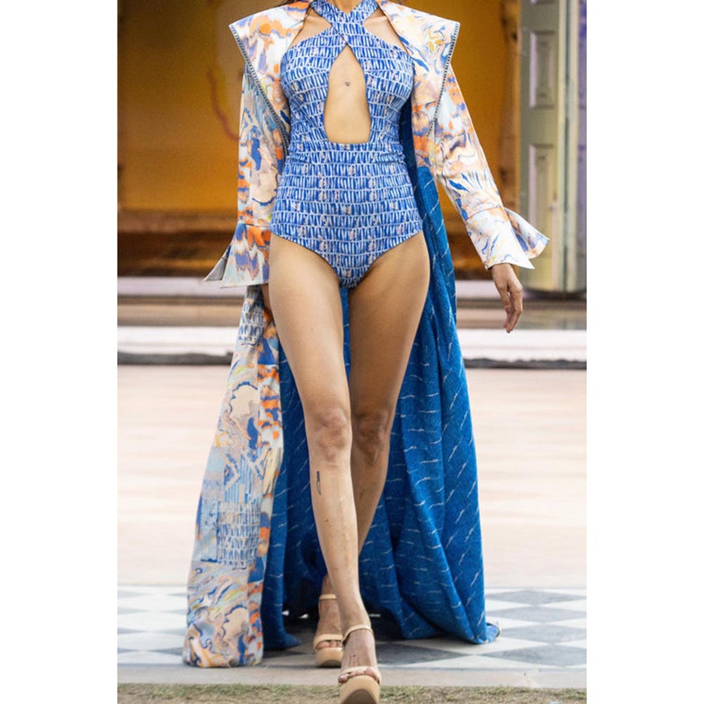 MANDIRA WIRK Blue Ocean Bodysuit with Cape