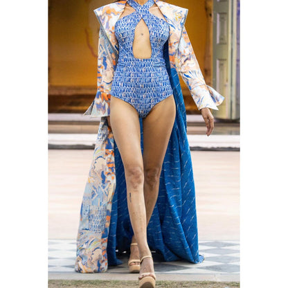 MANDIRA WIRK Blue Ocean Bodysuit with Cape