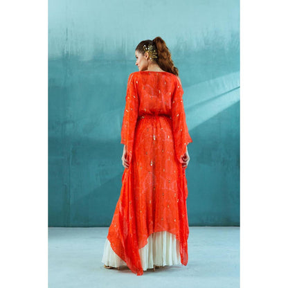 MANDIRA WIRK Women Chiffon Ivory Top with Sharara and Dupatta