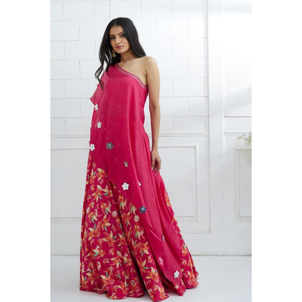 MANDIRA WIRK Women Chanderi Pink Kurta with Palazzo