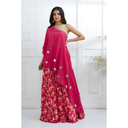 MANDIRA WIRK Women Chanderi Pink Kurta with Palazzo