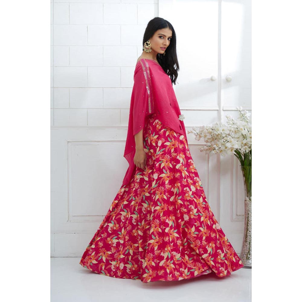 MANDIRA WIRK Women Chanderi Pink Kurta with Palazzo