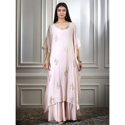 MANDIRA WIRK Women Chanderi Peach Kurta with Sharara