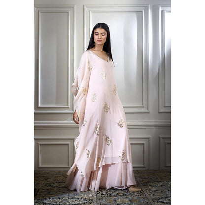 MANDIRA WIRK Women Chanderi Peach Kurta with Sharara
