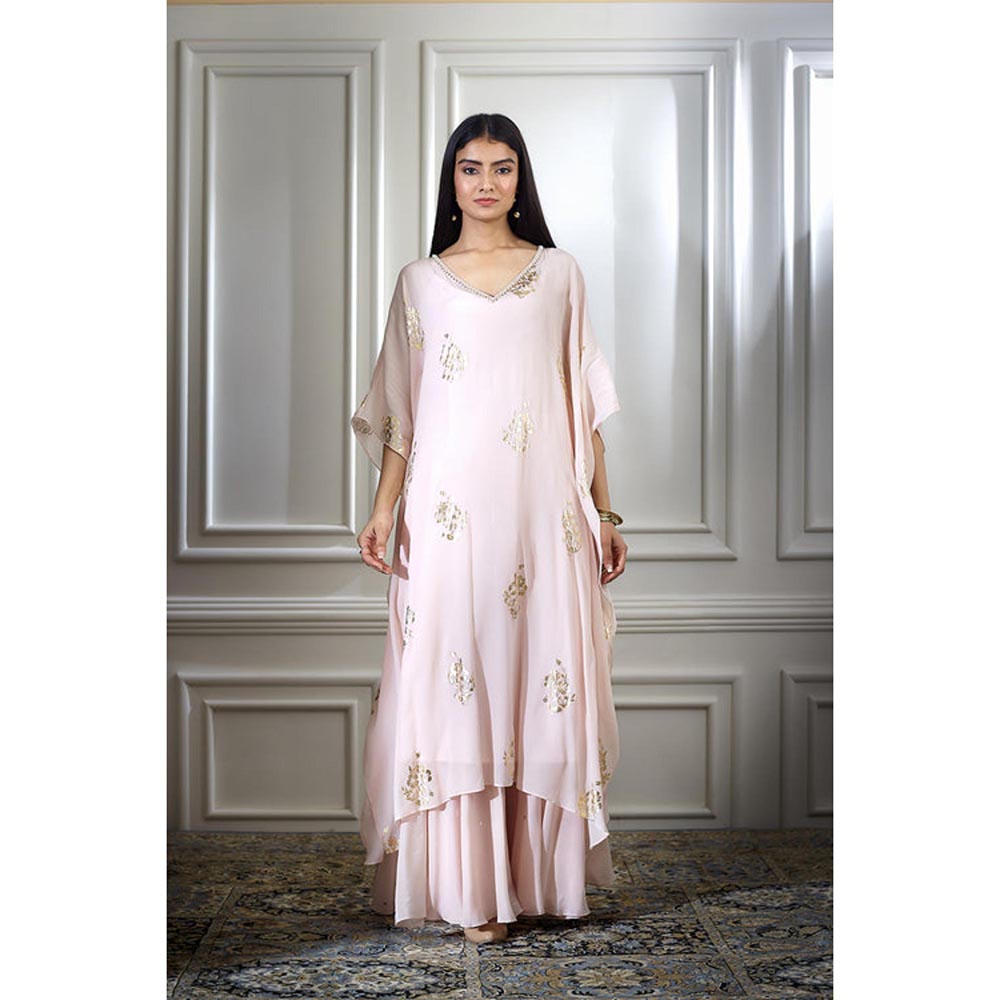 MANDIRA WIRK Women Chanderi Peach Kurta with Sharara