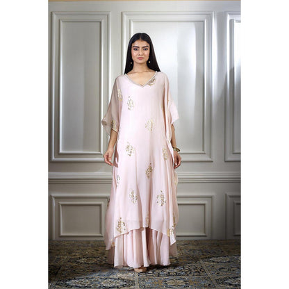 MANDIRA WIRK Women Chanderi Peach Kurta with Sharara