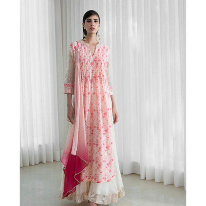 MANDIRA WIRK Women Chanderi Peach Top with Sharara