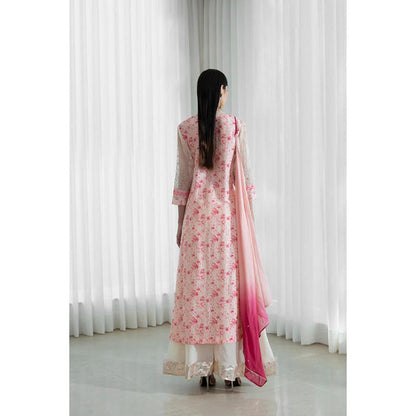 MANDIRA WIRK Women Chanderi Peach Top with Sharara