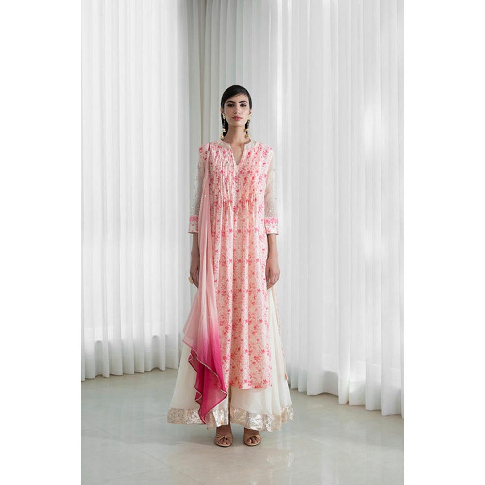 MANDIRA WIRK Women Chanderi Peach Top with Sharara