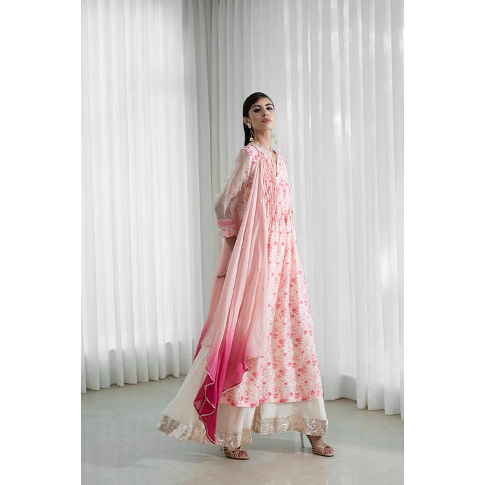 MANDIRA WIRK Women Chanderi Peach Top with Sharara