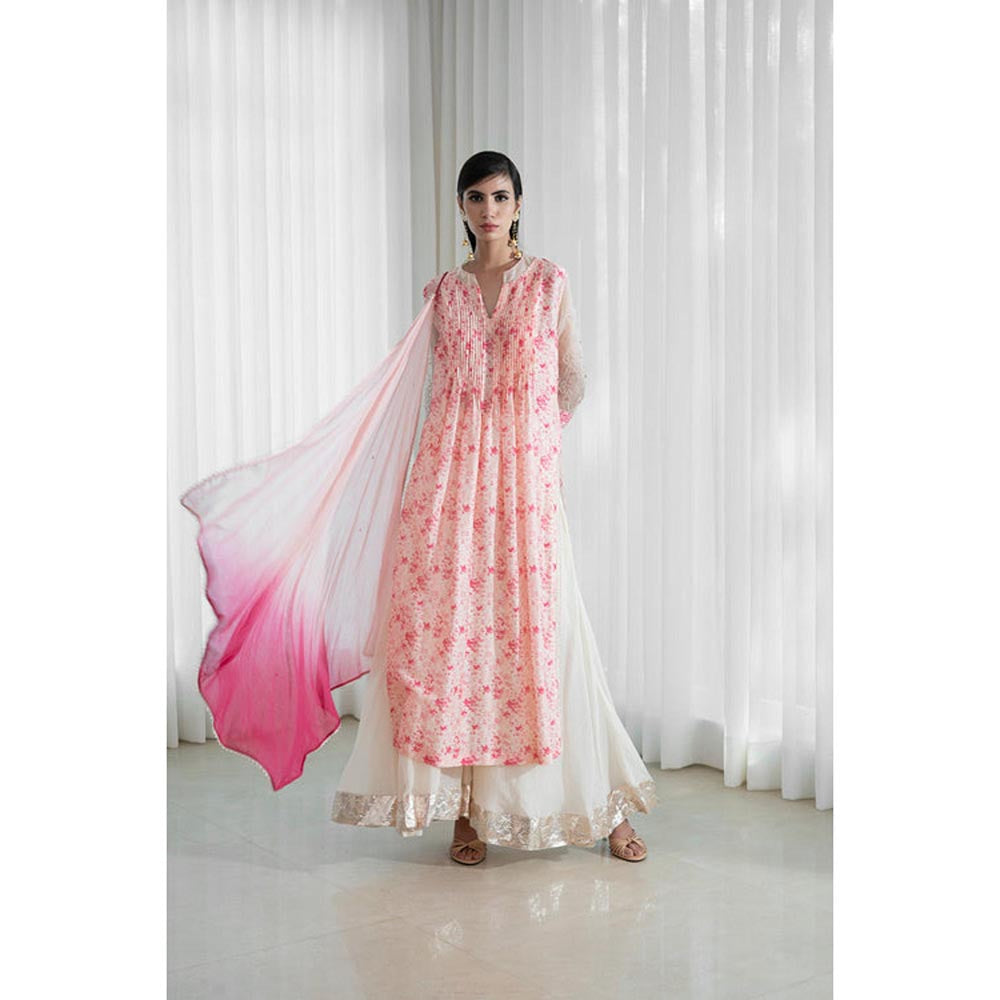 MANDIRA WIRK Women Chanderi Peach Top with Sharara