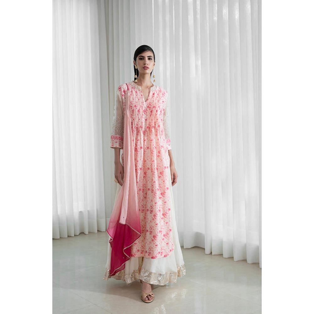 MANDIRA WIRK Women Chanderi Peach Top with Sharara