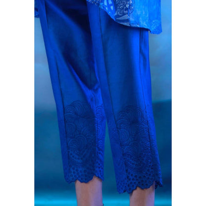 MANDIRA WIRK Women Chanderi Indigo Tunic with Pant
