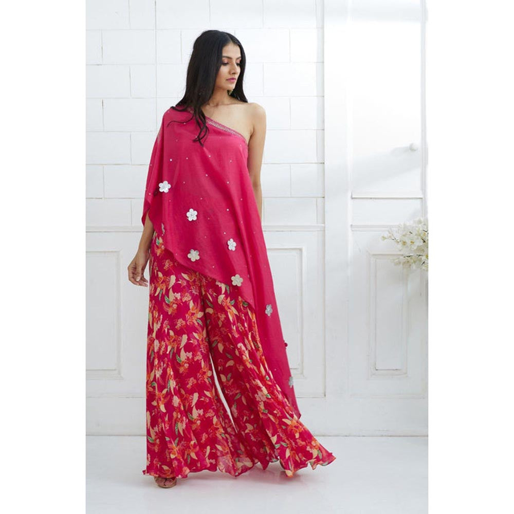 MANDIRA WIRK Fuchsia A-Symmetric Tunic with Sharara