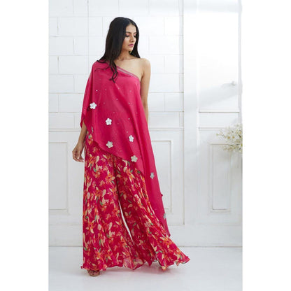 MANDIRA WIRK Fuchsia A-Symmetric Tunic with Sharara