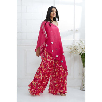 MANDIRA WIRK Fuchsia A-Symmetric Tunic with Sharara