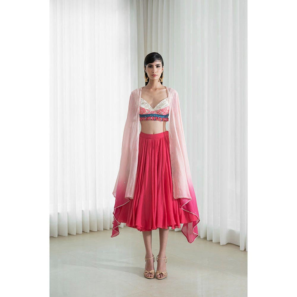 MANDIRA WIRK Printed Patchwork Lehenga Blouse With Dupatta