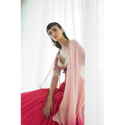 MANDIRA WIRK Printed Patchwork Lehenga Blouse With Dupatta