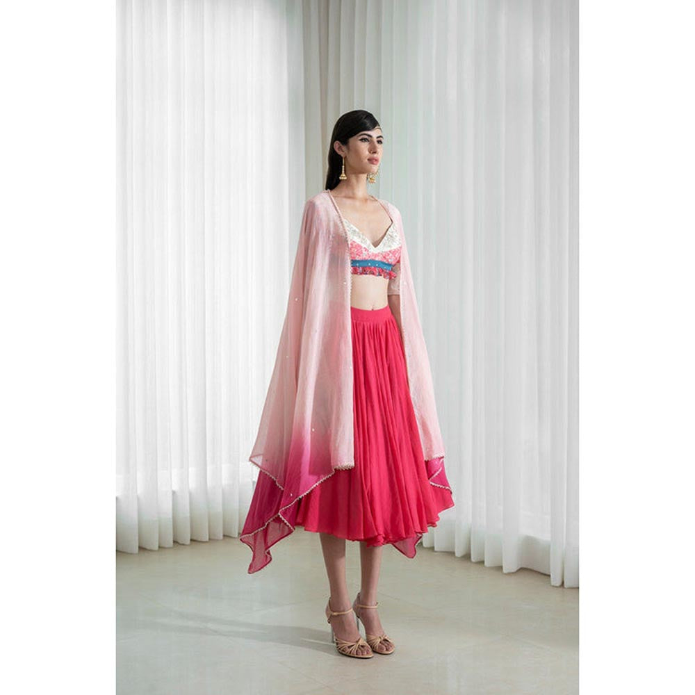 MANDIRA WIRK Printed Patchwork Lehenga Blouse With Dupatta