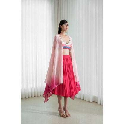 MANDIRA WIRK Printed Patchwork Lehenga Blouse With Dupatta