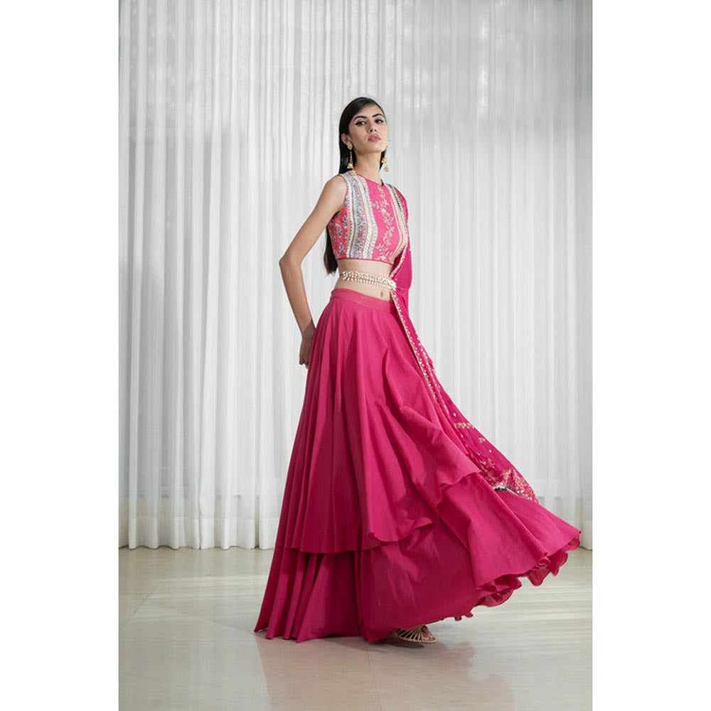 MANDIRA WIRK Double Layered Skirt With Blouse And Dupatta