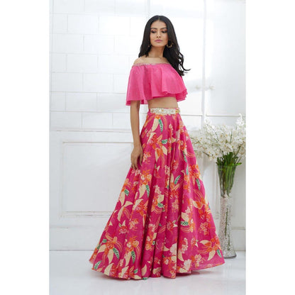 MANDIRA WIRK Off-Shoulder Embroidered Lehenga Set
