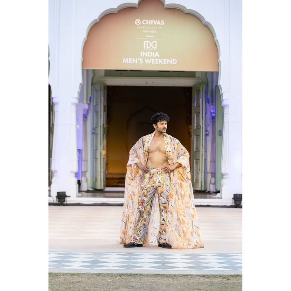 MANDIRA WIRK Printed Trouser with Laser Cut