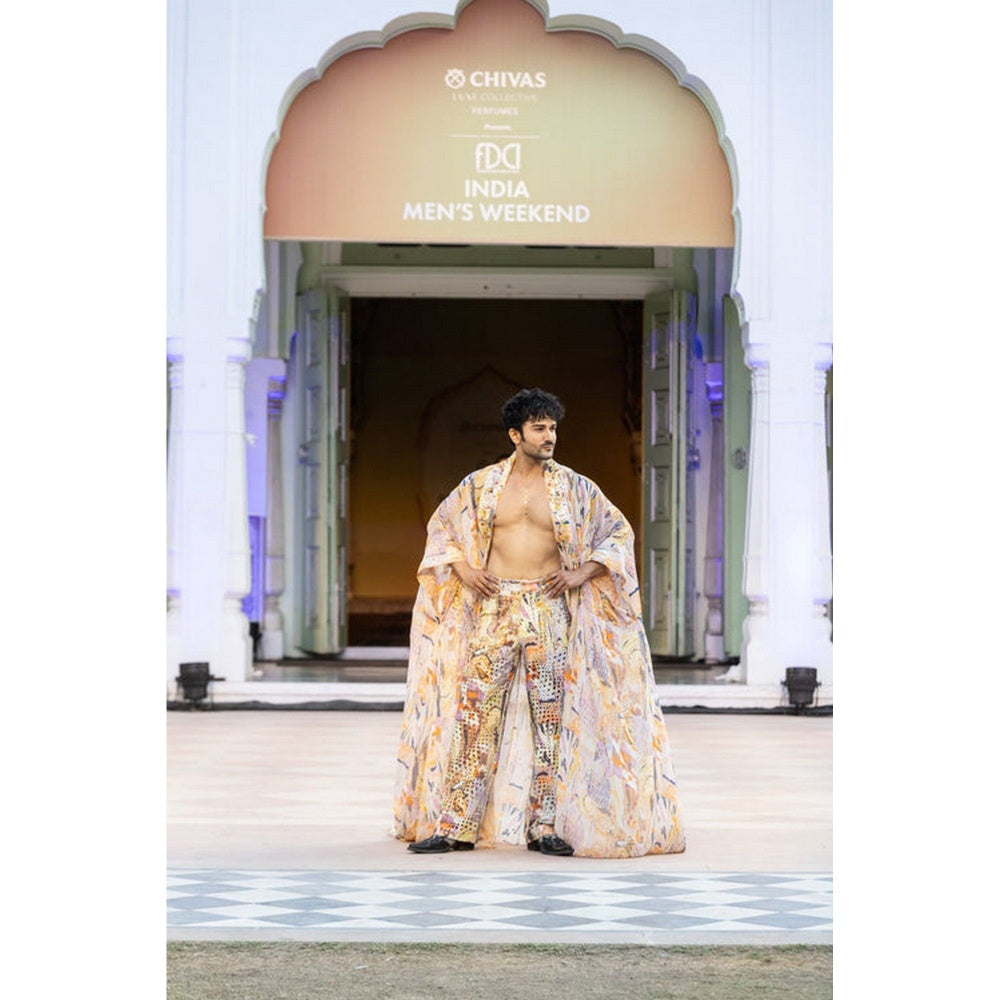 MANDIRA WIRK Printed Trouser with Laser Cut