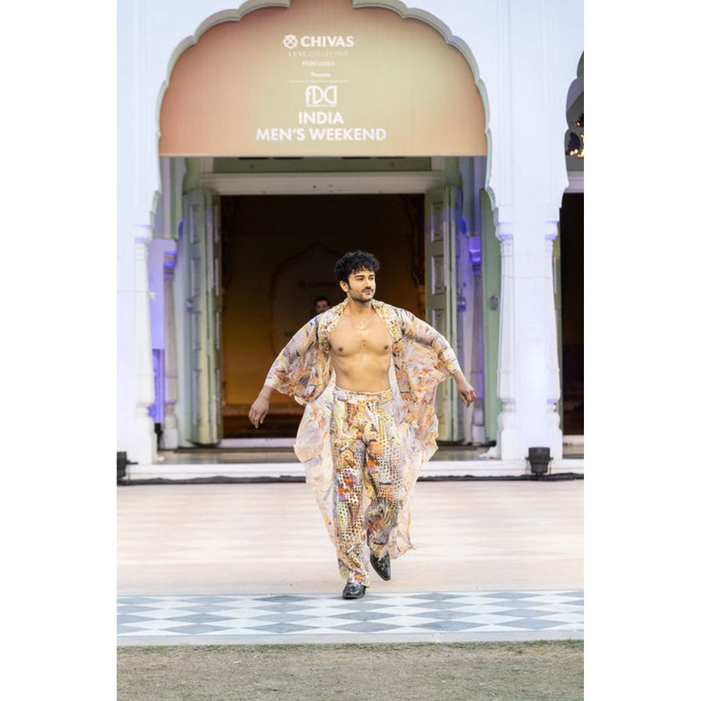 MANDIRA WIRK Printed Trouser with Laser Cut