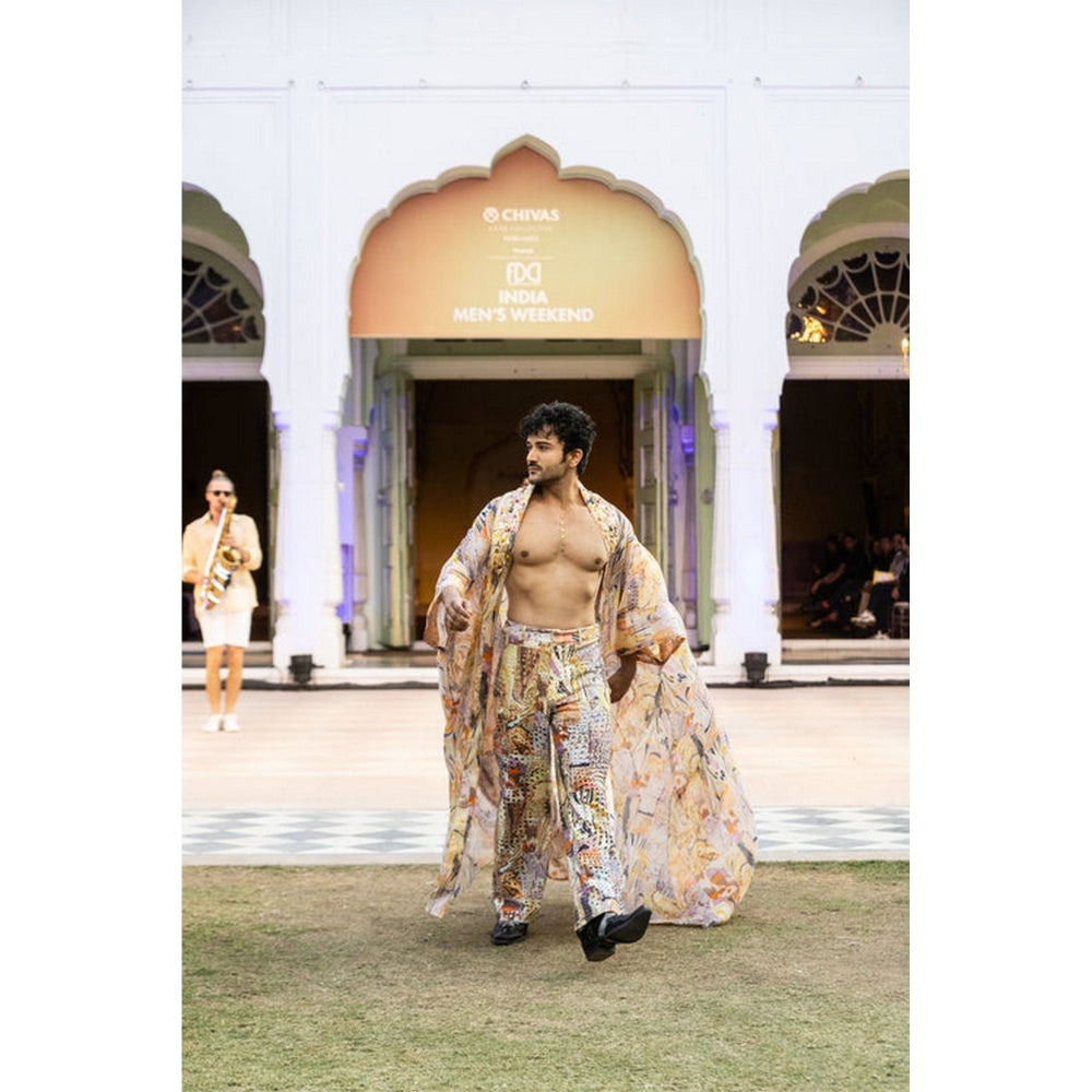 MANDIRA WIRK Printed Trouser with Laser Cut