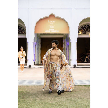 MANDIRA WIRK Printed Trouser with Laser Cut