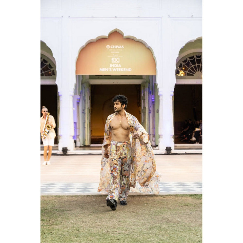 MANDIRA WIRK Printed Trouser with Laser Cut