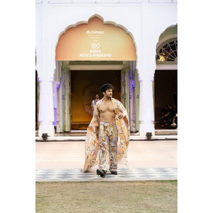 MANDIRA WIRK Printed Trouser with Laser Cut