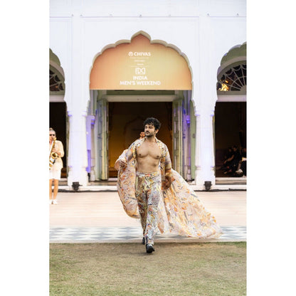 MANDIRA WIRK Printed Trouser with Laser Cut