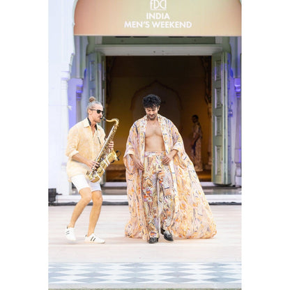MANDIRA WIRK Printed Trouser with Laser Cut
