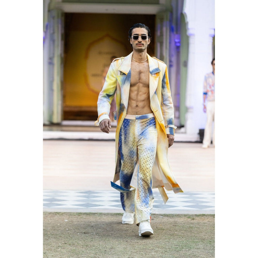 MANDIRA WIRK Printed Trouser with Laser Cut Details