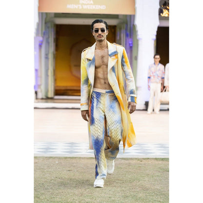 MANDIRA WIRK Printed Trouser with Laser Cut Details