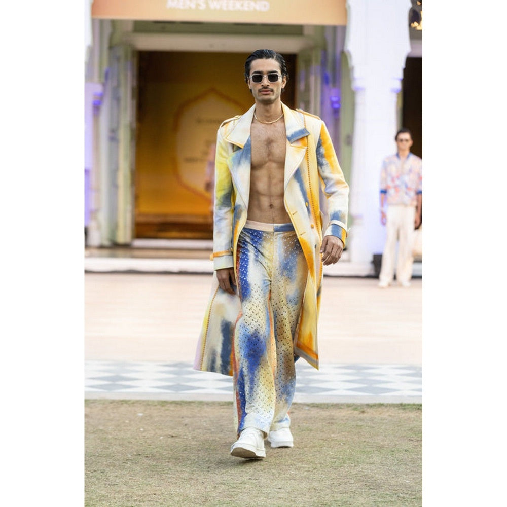 MANDIRA WIRK Printed Trouser with Laser Cut Details