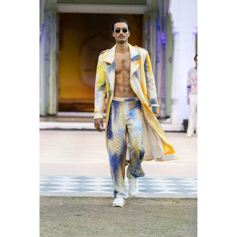 MANDIRA WIRK Printed Trouser with Laser Cut Details