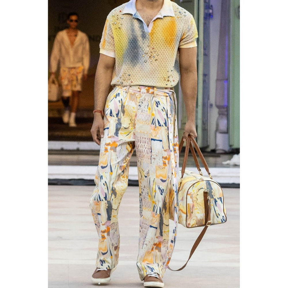 MANDIRA WIRK Peach Trouser with Belt