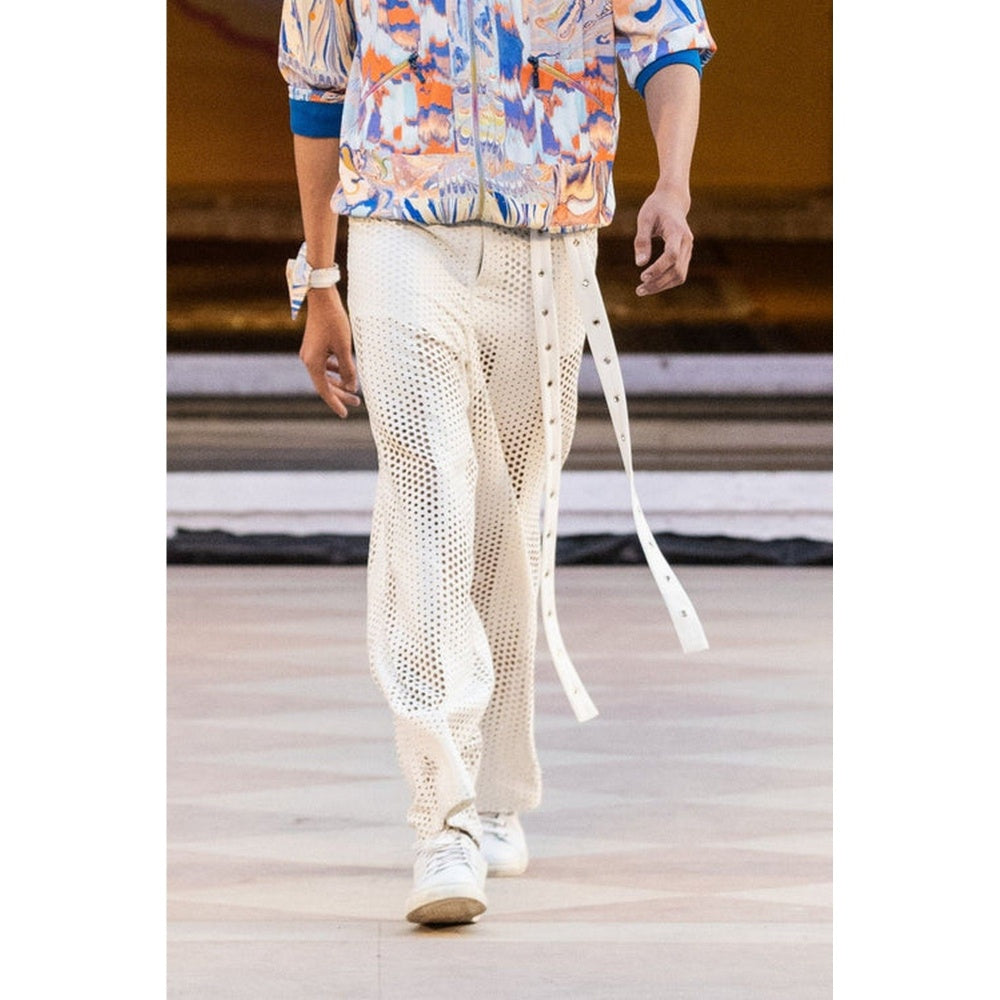 MANDIRA WIRK White Trousers with Laser Cut