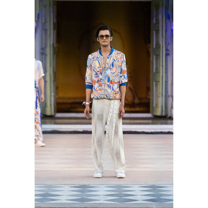 MANDIRA WIRK White Trousers with Laser Cut