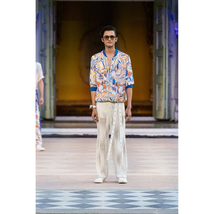 MANDIRA WIRK White Trousers with Laser Cut