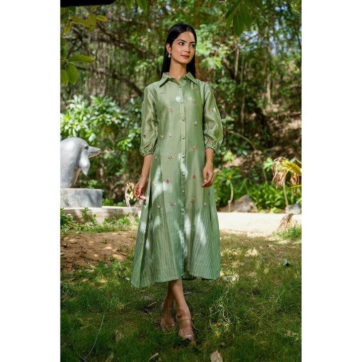 Mangalmay By Aastha Green Dream Hand Embroidered Midi Dress