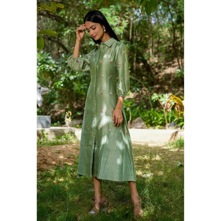 Mangalmay By Aastha Green Dream Hand Embroidered Midi Dress