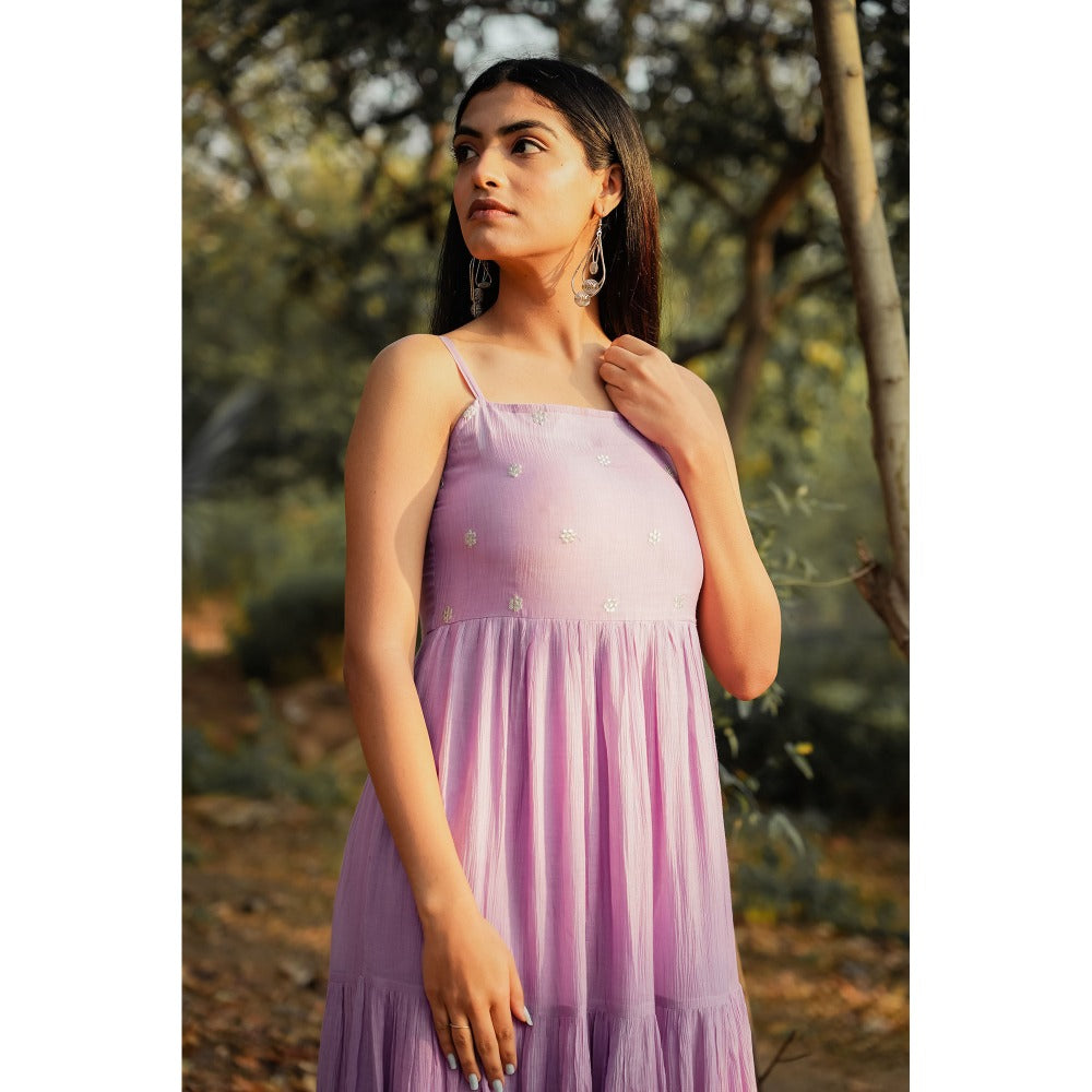 Mangalmay By Aastha Lavender Crinkled Cotton Maxi Dress