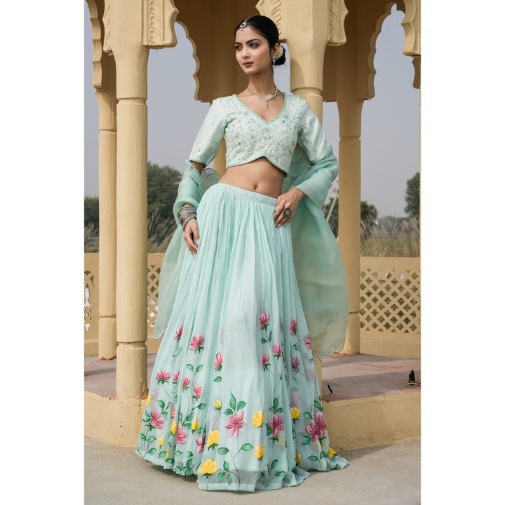 Mangalmay By Aastha Sky Serenade Blue Lehenga with Choli & Dupatta (Set of 3)