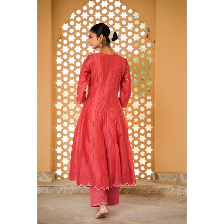 Mangalmay By Aastha Pink Rose Radiance Anarkali Kurta with Pant & Dupatta (Set of 3)