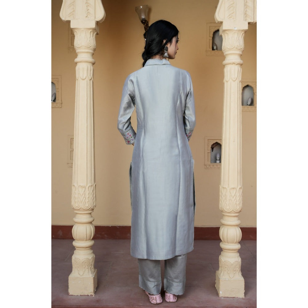 Mangalmay By Aastha Grey Serenity Embroidered Kurta with Pant & Dupatta (Set of 3)