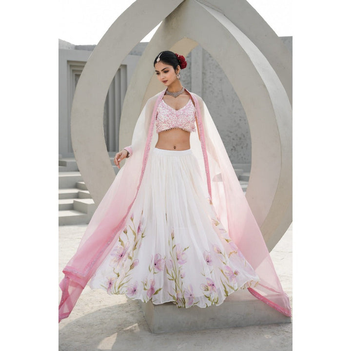 Mangalmay By Aastha Cherry Blossom Symphony Lehenga with Choli & Dupatta (Set of 3)